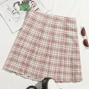 💎Shein pink plaid skirt